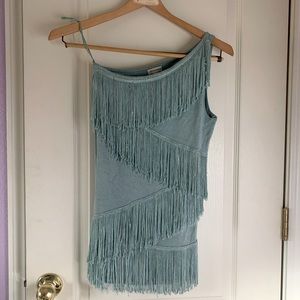 One Shoulder Chain Tassel Top